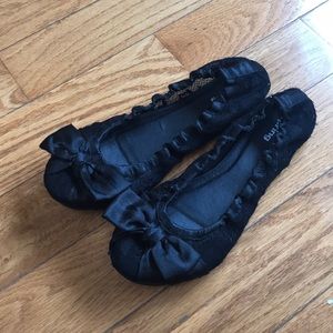 Black flats with bow